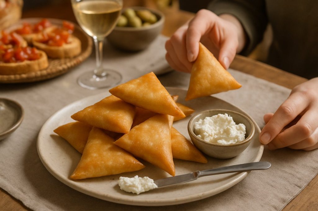 apéritif dinatoire Bricks au chèvre frais