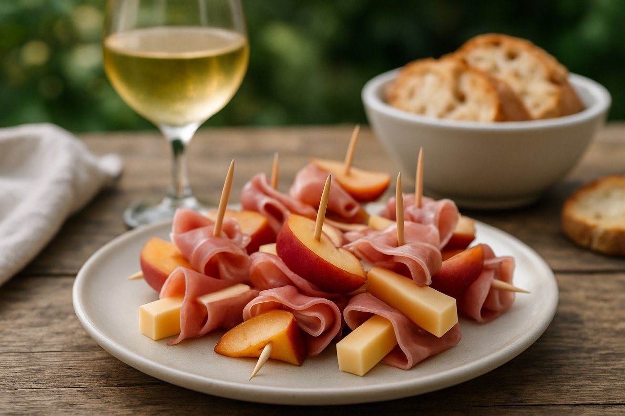 Jambon, nectarine et gruyère : ces piques apéritives ultra-fraîches vont faire l’unanimité cet été