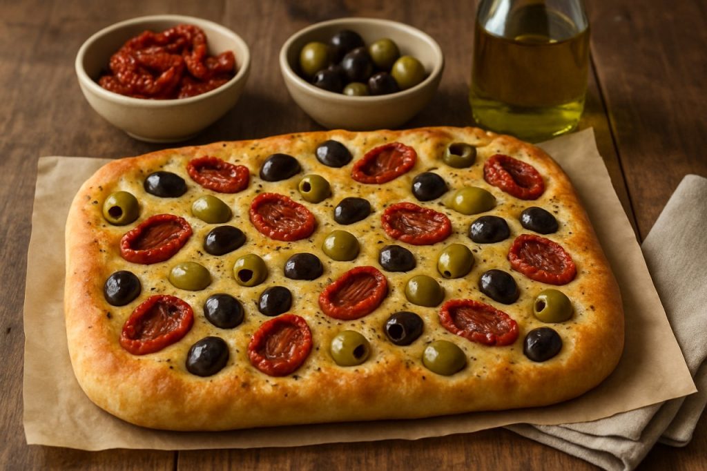 focaccia aux olives et tomates confites