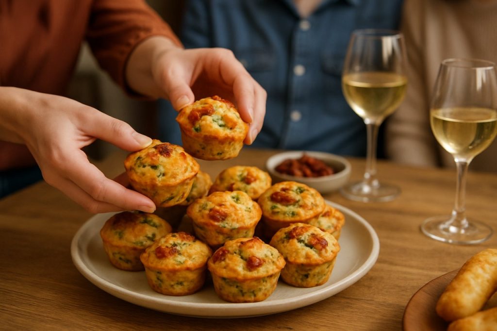 apéro muffins salés au fromage de brebis, courgette et tomates confites
