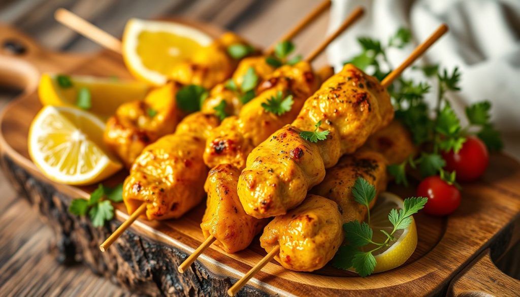 Brochettes de poulet au curcuma et lait fermenté : la recette qui transforme l'apéritif dinatoire