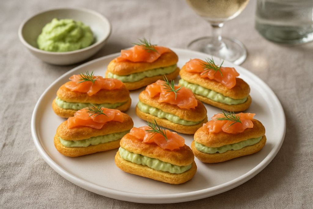 mini éclairs au saumon et wasabi  apéro