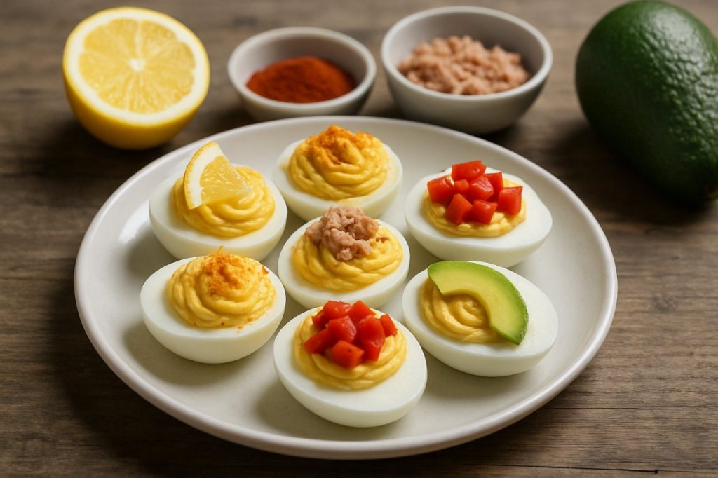 œufs mimosa du soleil : On retrouve la douceur des œufs durs, la rondeur d'une farce onctueuse. Mais, par petites touches, s'ajoutent le peps du citron, la caresse du paprika, la gourmandise d'un thon bien relevé, la fraîcheur crémeuse de l'avocat ou la générosité des poivrons grillés