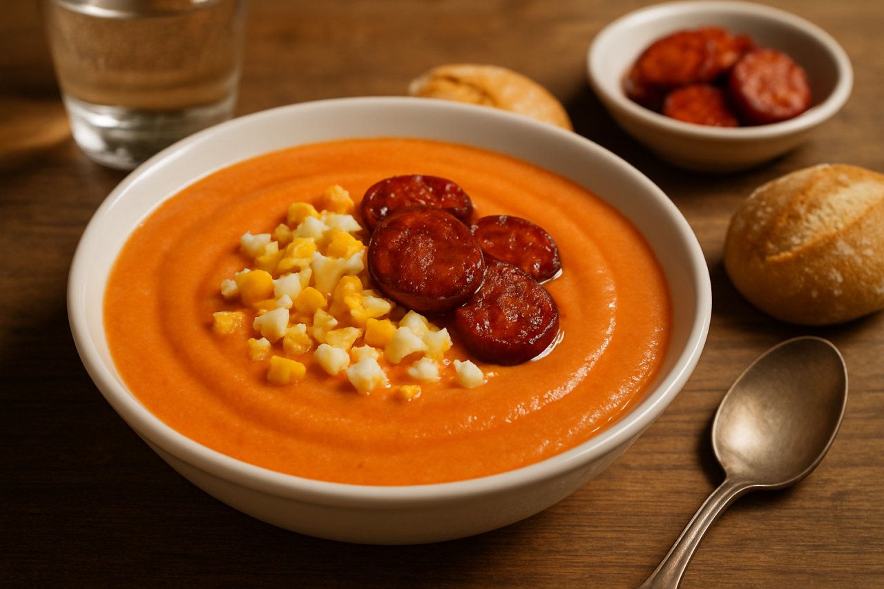Voici le salmorejo con chorizo qui va surprendre tous vos invités à l’apéritif