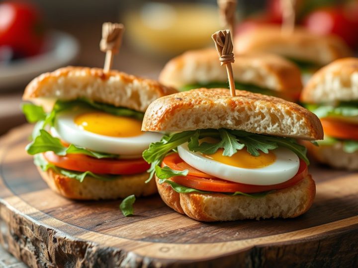 Mini-club sandwich œuf-roquette : la bouchée chic et facile parfaite pour l’apéritif dînatoire