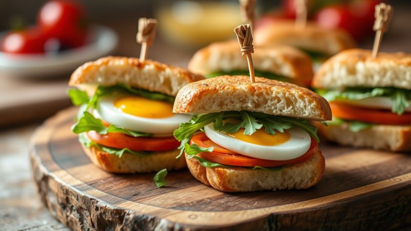 Mini-club sandwich œuf-roquette : la bouchée chic et facile parfaite pour l’apéritif dînatoire