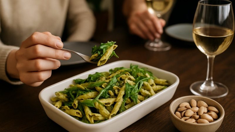 Mini-penne à la roquette et pistaches : le finger food qui change tout à l’apéritif dinatoire